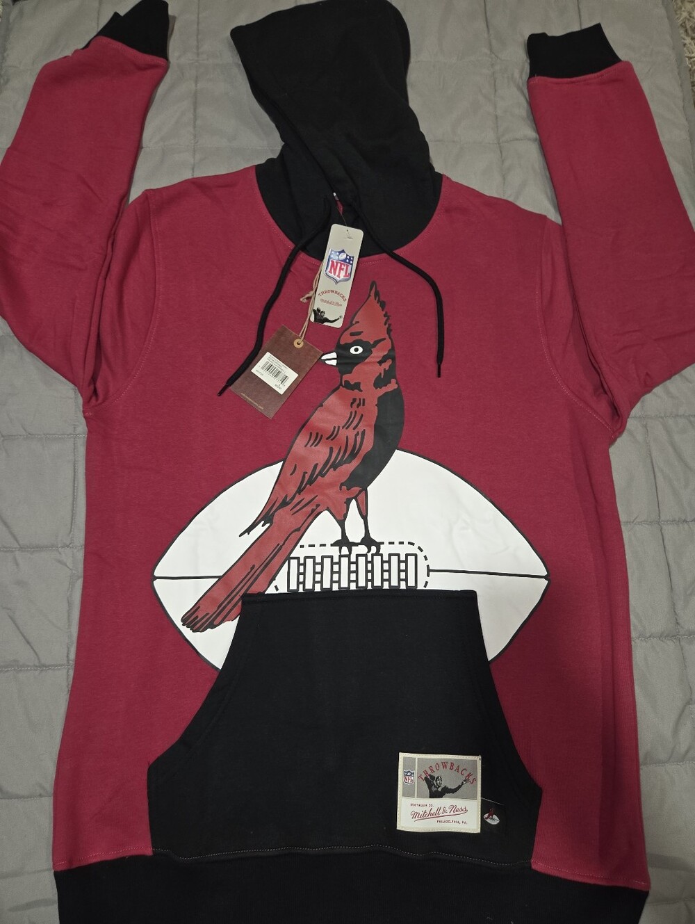 Men's Arizona Cardinals Mitchell & Ness Cardinal Big Face 5.0 Pullover Hoodie